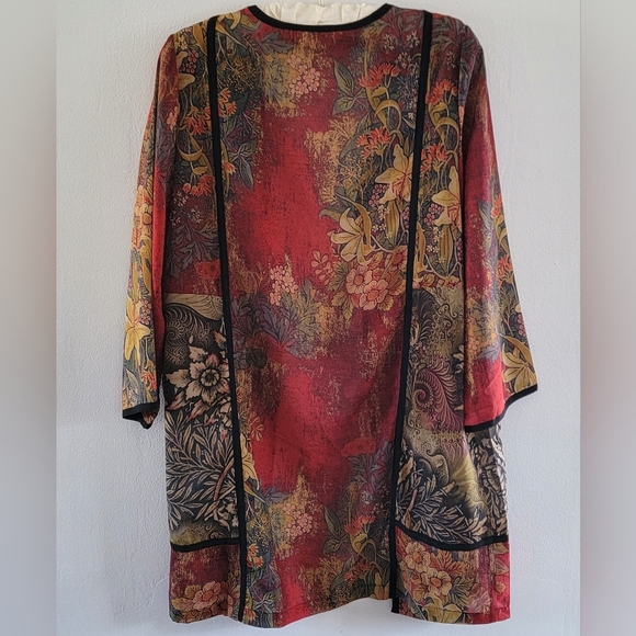 L Forest Fairy Soft Surroundings Boho Floral Hippie Gypsy Sheer Long Cardigan - Picture 2 of 6